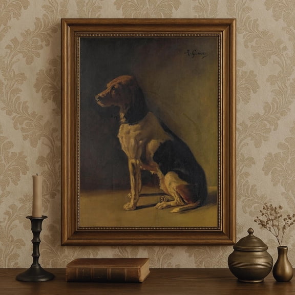 Antique Hound Dog Art Print Poster 19th Century Portrait, Size 8x12 UNFFRAMED F03.1.7l1264