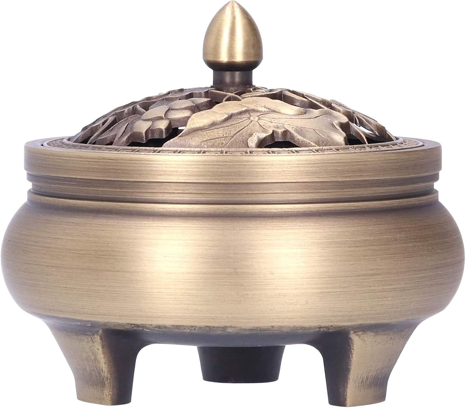 Antique Brass Incense Holder With Lid - 3-Legged Buddha Design, 3 Inch, Home Decor & Gift