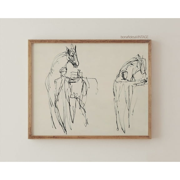 Antique Ink Figure - Contemporary Minimalist Art - Drawing - Light Academia Decor Warm Present Vintage UNFRAMED Poster Size 24x36