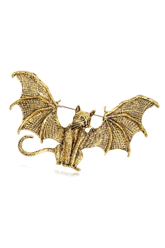 Antique Inspired Flying Bat Pin Alloy Unisex Gothic Fashion Accessory