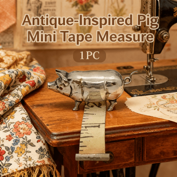 Antique-Inspired Pig Mini Tape Measure,Vintage Figural Retractable Brass Sewing Tapes,Cute Pigs Sewing Tape Measures Tools,for Moms,Grandmas,Quilters,Crafters. (1pc)