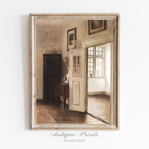 Antique Interior Neutral, European Wall Art, Farmhouse Wall Decor, Antique Interior Print, Poster, Unframed Poster Size 16x24