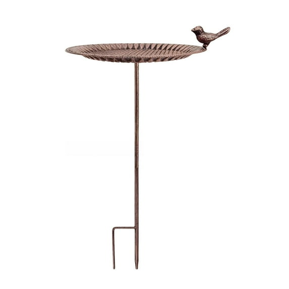 Antique Iron Bird Feeder Large Capacity Rural Garden Decoration Stake Feeder Weatherproof Design Easy Installation