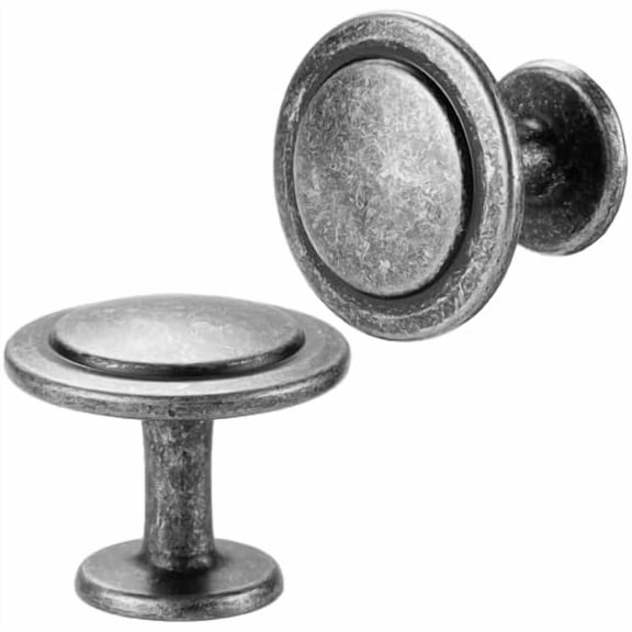 Antique Iron Cabinet Knobs Vintage Iron Drawer Knobs, 10 Pack 1-1/4 Inch, 8222 Round Single Hole Cabinet Pulls for Kitchen Cabinets Drawers Bedroom Dresser Cupboard Bathroom Vanity