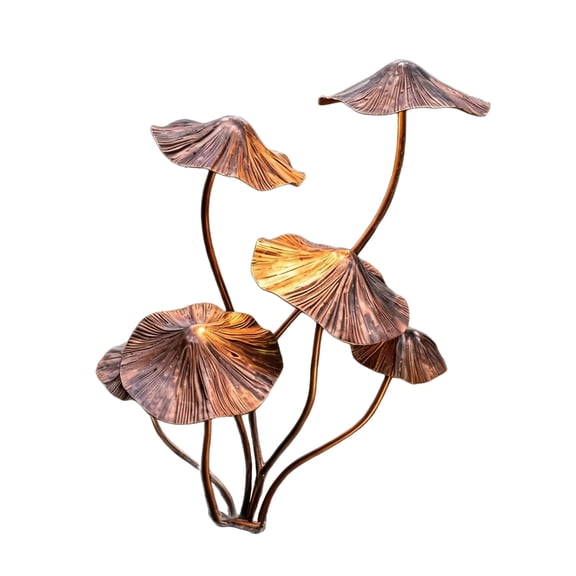 Antique Iron Mushroom Sculpture Garden Stake Outdoor Decoration Art Piece