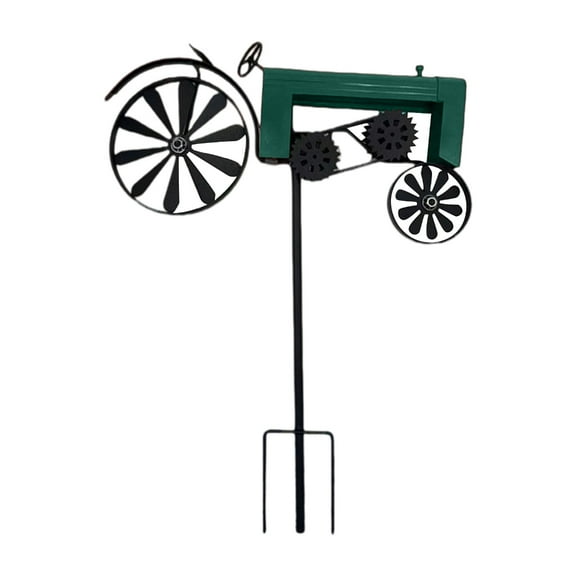 Antique Iron Tractor Wind Spinner Ground Stake Handcraft Garden Farm Decoration With Rotating Wheels for Landscape