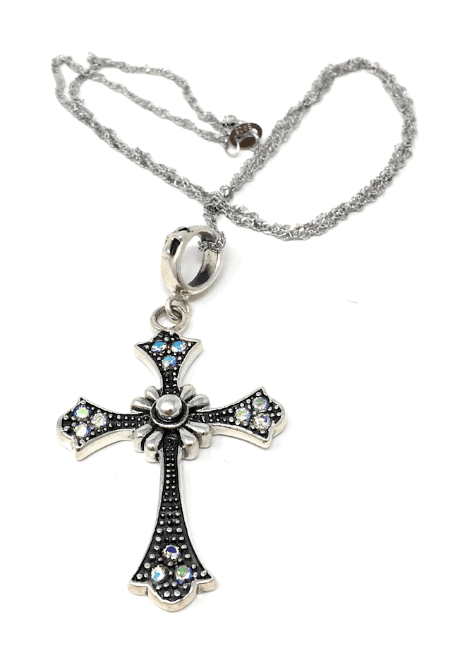 Antique Jeweled Cross - Necklace - Pendant