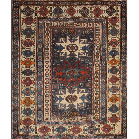 Antique Kazak Collection Navy Lamb's Wool Area Rug