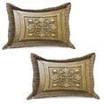 thumbnail image 1 of Antique Knitted Quilt Pillowcover Set of 2, Wooden Art Frame View Retro Design Lover Classic Carving-like Royal Motif, Standard Queen Pillow Sham Bedroom, 30" x 20", Khaki and Brown, by Ambesonne, 1 of 1