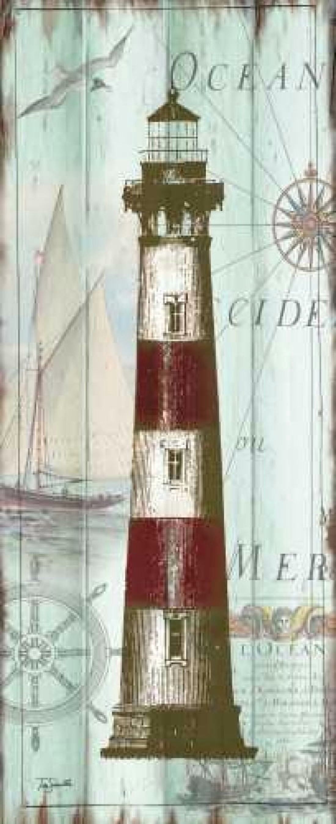 Antique La Mer Lighthouse Panel II Canvas Art - Tre Sorelle Studios (10 x 20)