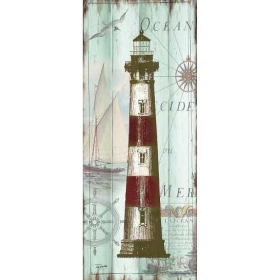 Antique La Mer Lighthouse Panel II Poster Print by Tre Sorelle Studios (10 x 20)