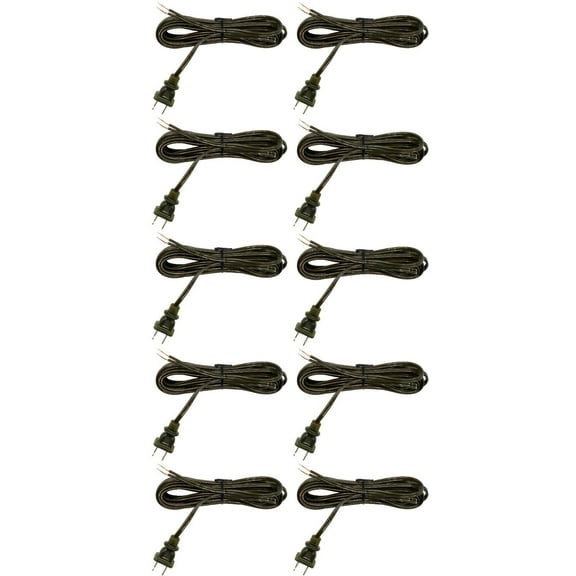 Antique Lamp Cord, 8 Foot Long Replacement Repair Part, 18/2 SPT-1 Wire- 10 Pack