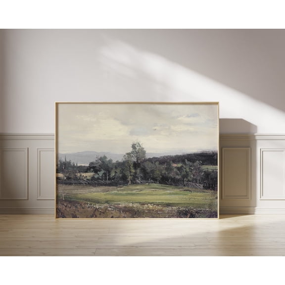 Antique Landscape Art Summer Meadow Scenery Green Country Field Kitchen Decor Unframed Paper Print