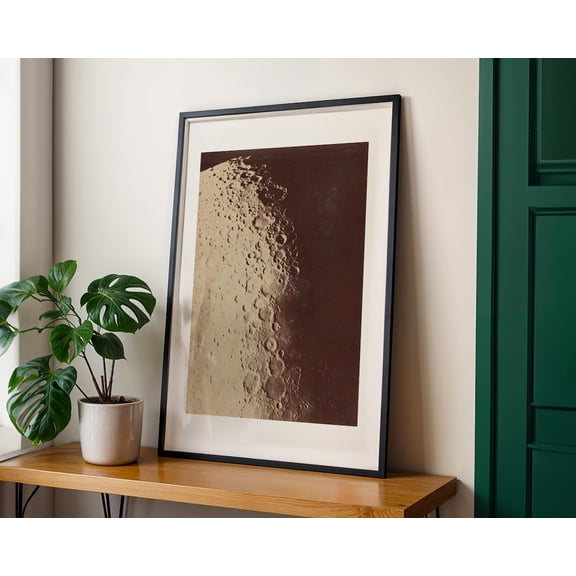 Antique Lunar Craters , Vintage Moon Surface , Celestial Astronomy Wall Art, Old Moon Map, Space Lover Unframed Paper Print
