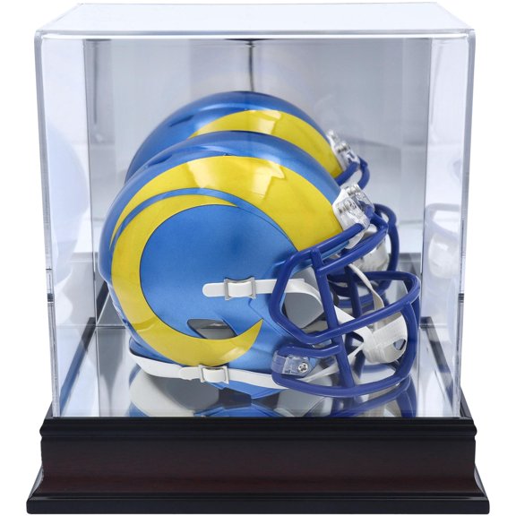 Antique Mahogany Mini Helmet Display Case with Mirror Back