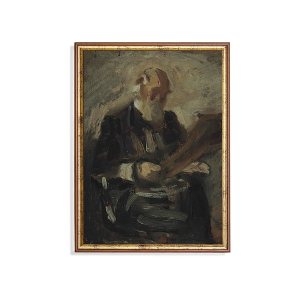 Antique Man Portrait, Moody Rustic Art Home Decor UNFRAMED Poster, Wall Art for Decor, Present, 16x24