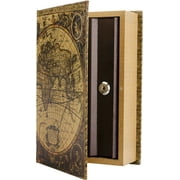 Antique Map Book Lock Box with Key Lock