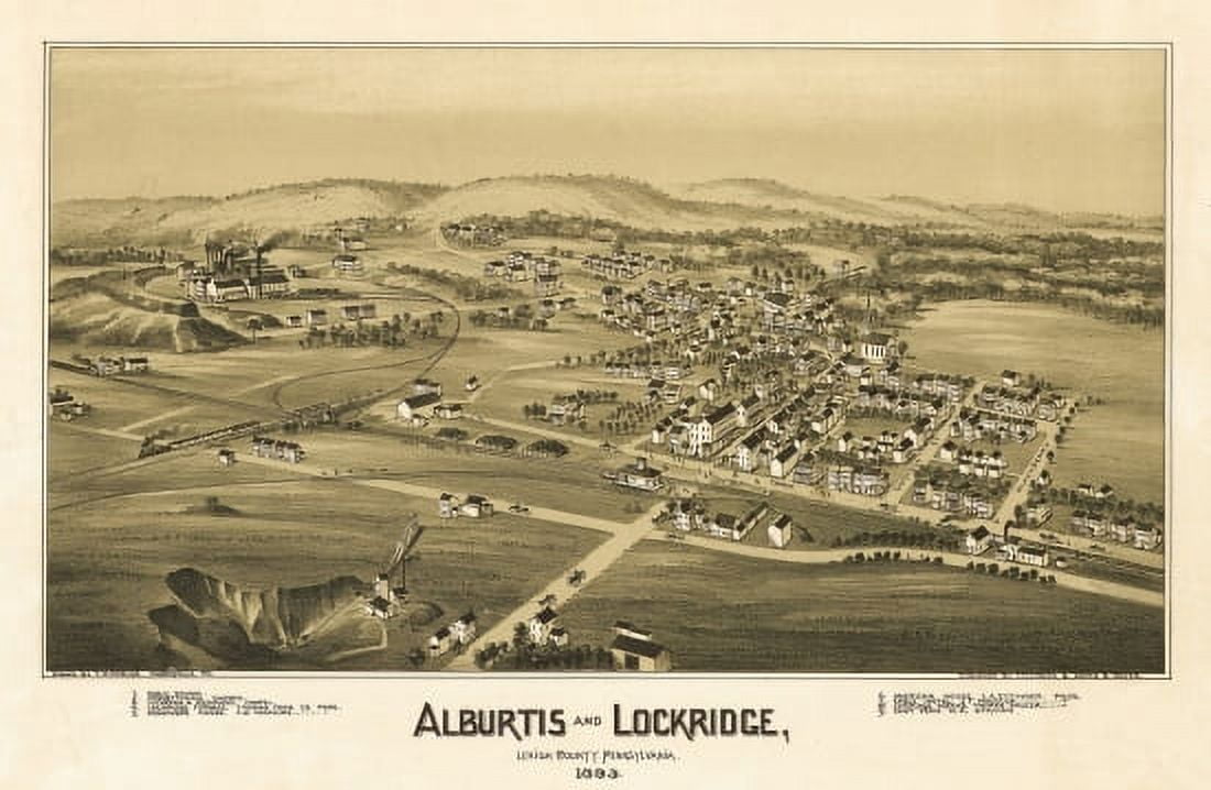 Antique Map of Alburtis Pennsylvania 1893 Lehigh County Canvas Art - (24 x 36)
