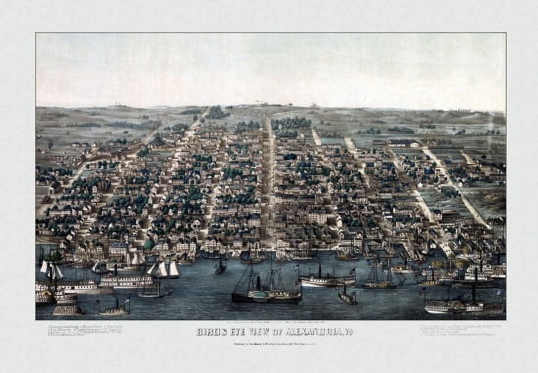 Antique Map of Alexandria Virginia 1863 Fairfax County Canvas Art - (36 x 54)