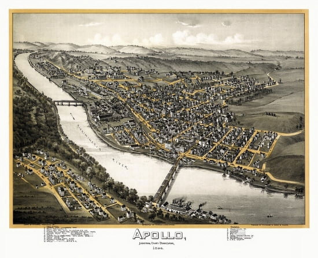 Antique Map of Apollo Pennsylvania 1896 Armstrong County Canvas Art - (18 x 24)