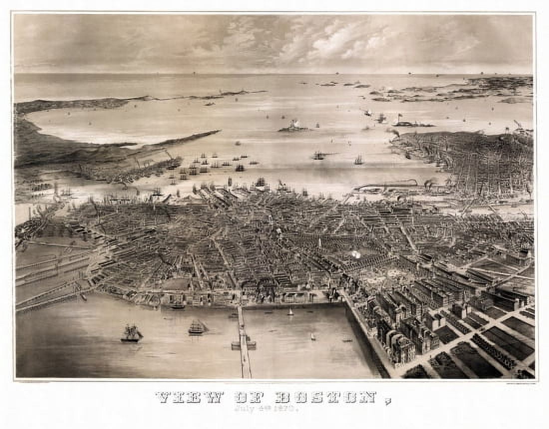 Antique Map of Boston Massachusetts 1870 Suffolk County Canvas Art - (18 x 24)