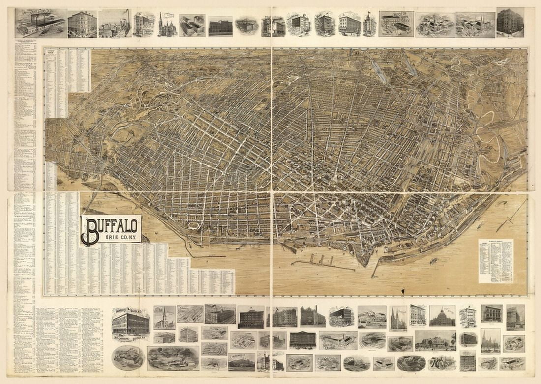 Antique Map of Buffalo New York 1902 Erie County Canvas Art - (36 x 54)