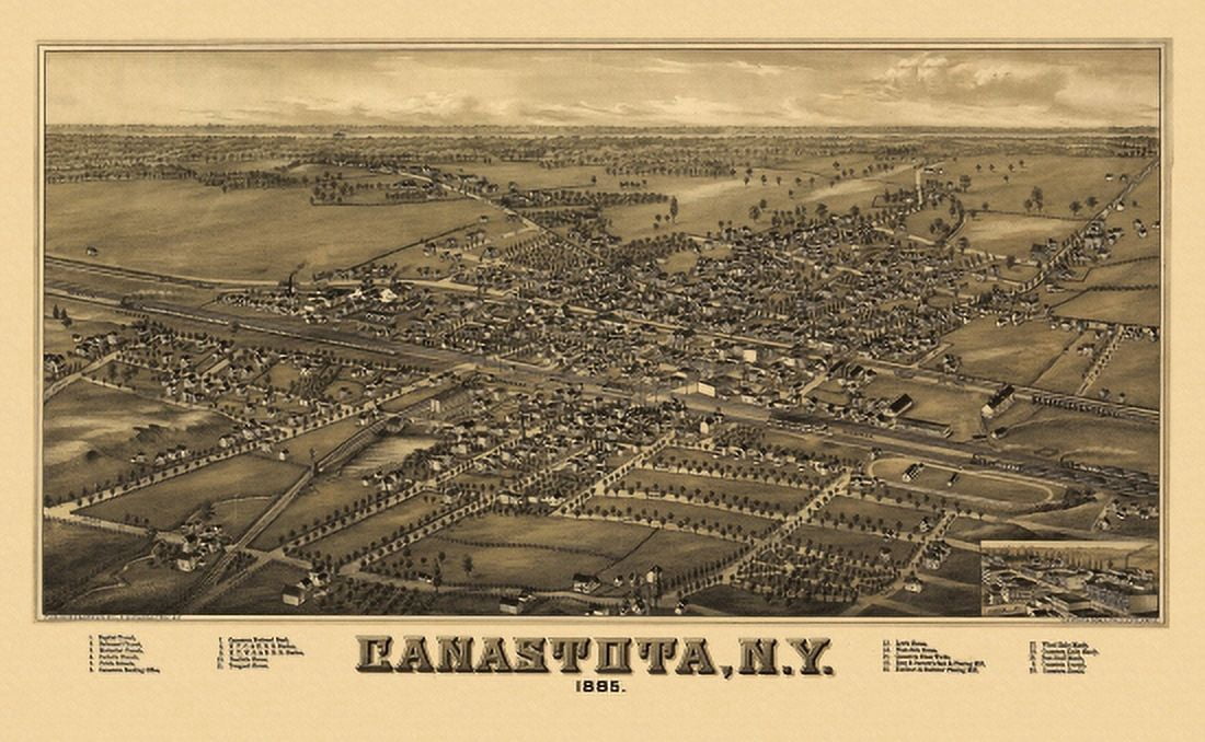 Antique Map of Canastota New York 0 Madison County Canvas Art -  (18 x 24)
