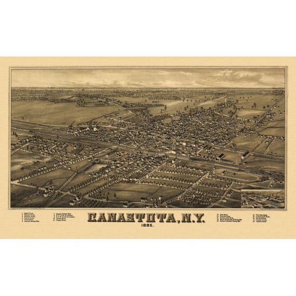 Antique Map of Canastota New York 0 Madison County Canvas Art - (24 x 36)