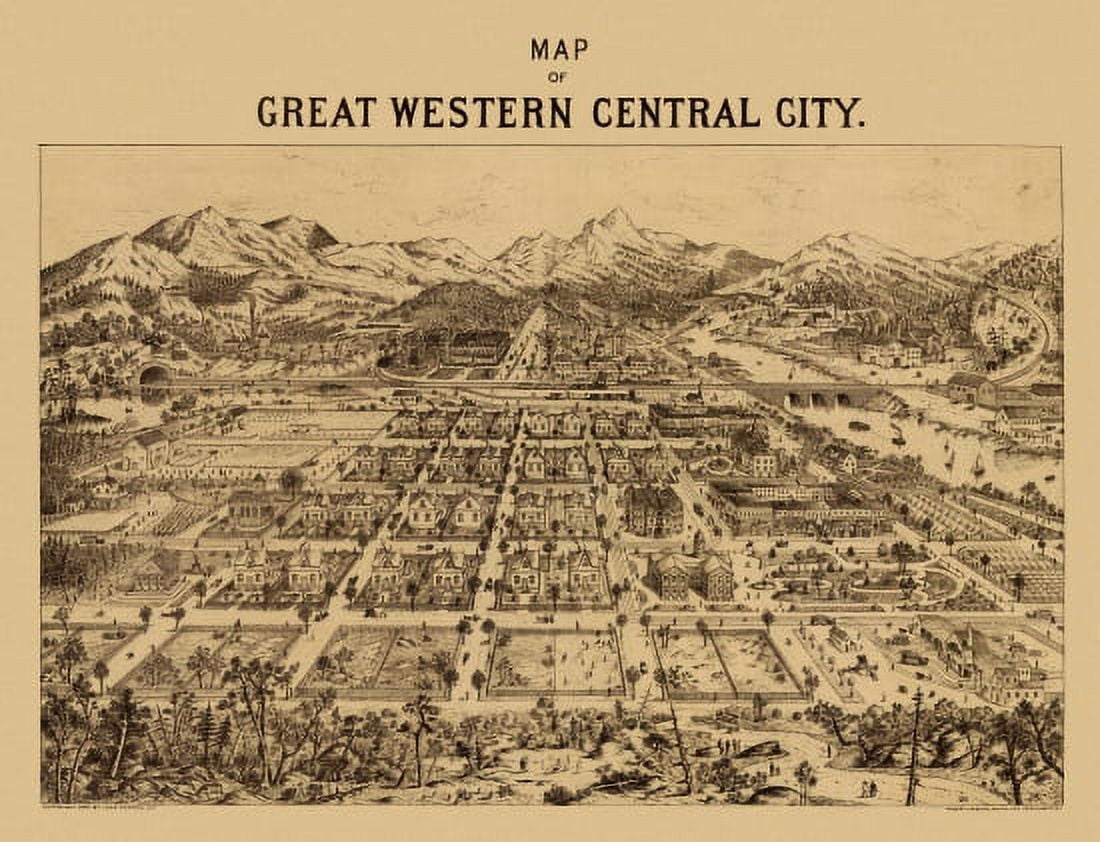 Antique Map of Central City Colorado 1887 Gilpin County Canvas Art - (18 x 24)