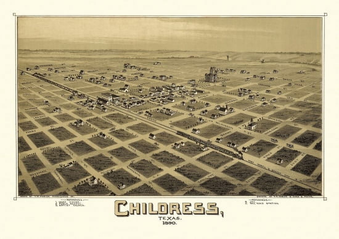 Antique Map of Childress Texas 1890 Childress County Canvas Art - (24 x 36)