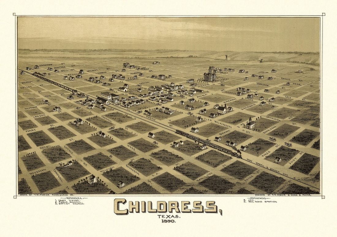 Antique Map of Childress Texas 1890 Childress County Canvas Art - (36 x 54)