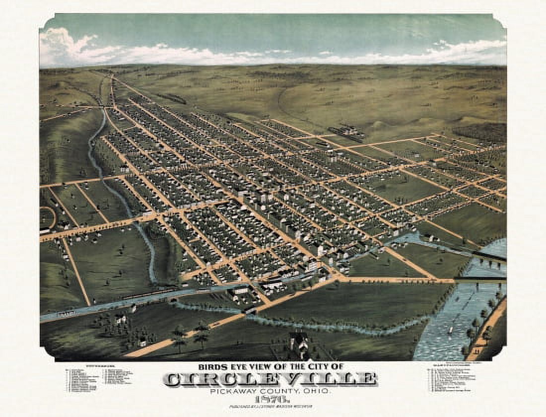 Antique Map of Circleville Ohio 1876 Pickaway County Canvas Art - (18 x 24)