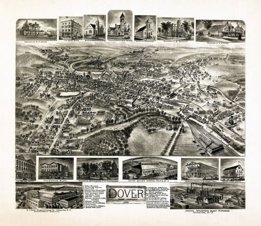 Antique Map of Dover New Jersey 1903 Morris County Canvas Art - (36 x 54)