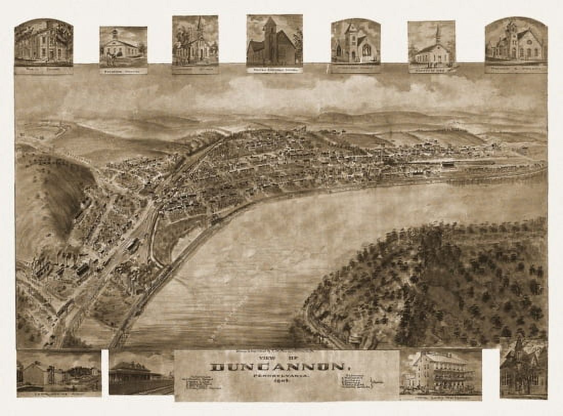 Antique Map of Duncannon Pennsylvania 1903 Perry County Canvas Art - (24 x 36)