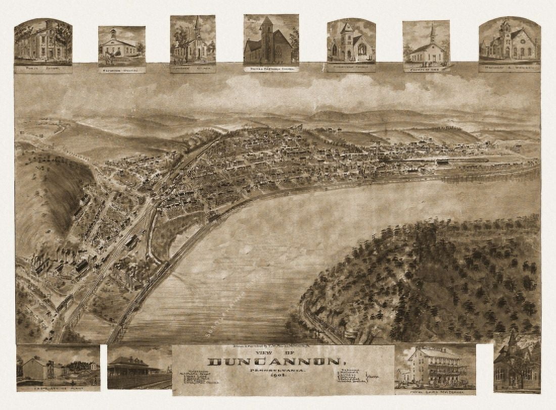 Antique Map of Duncannon Pennsylvania 1903 Perry County Canvas Art - (36 x 54)