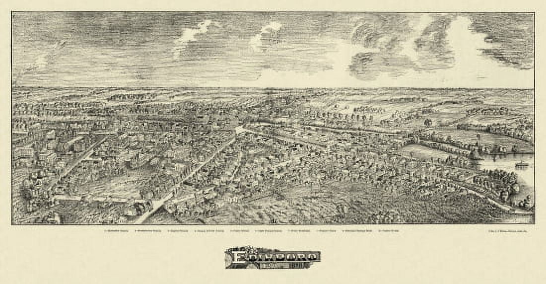 Antique Map of Edinboro Pennsylvania 1898 Erie County Canvas Art - (18 x 24)