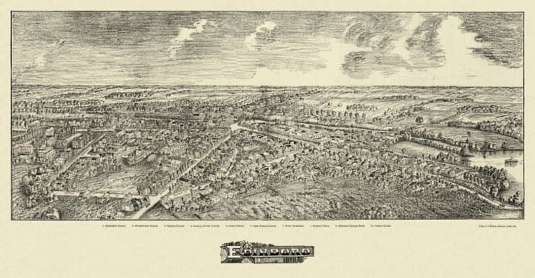 Antique Map of Edinboro Pennsylvania 1898 Erie County Canvas Art -  (24 x 36)
