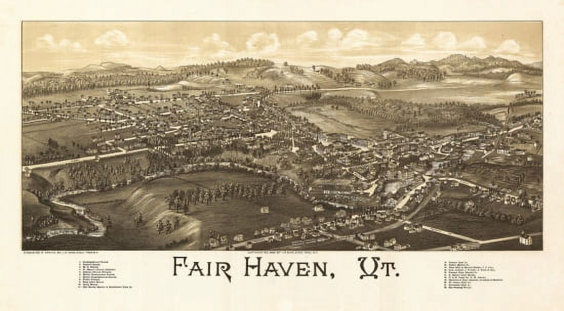 Antique Map of Fair Haven Vermont 1886 Rutland County Canvas Art -  (24 x 36)