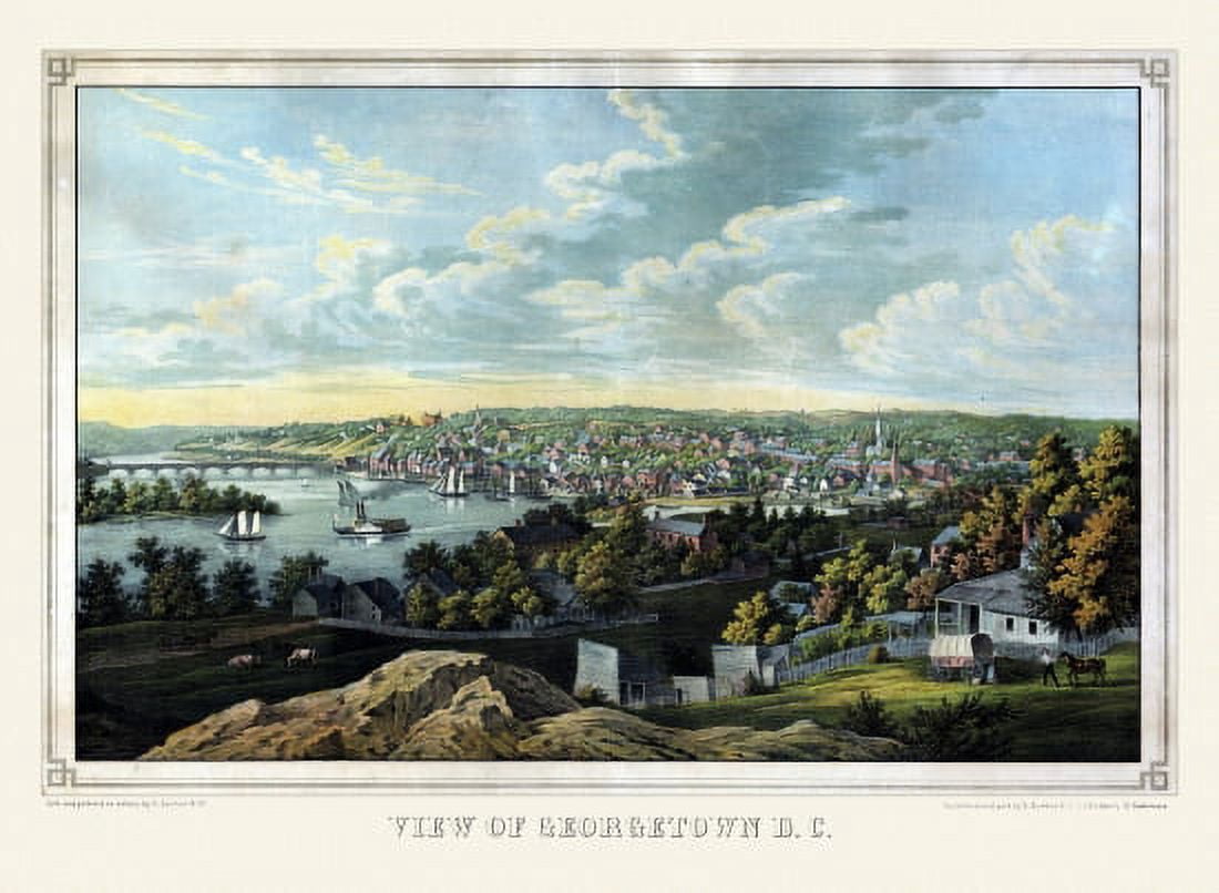 Antique Map of Georgetown Washington DC 1855 King County Canvas Art - (18 x 24)