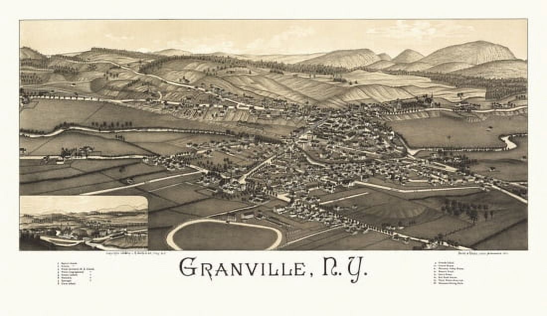 Antique Map of Granville New York 1886 Washington County Canvas Art - (18 x 24)