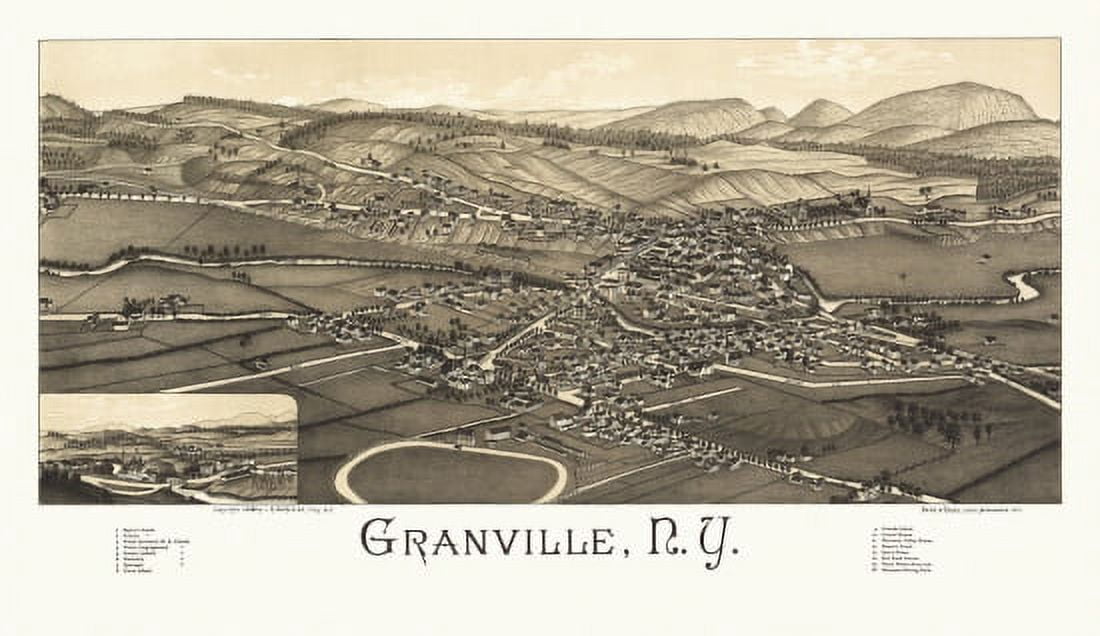 Antique Map of Granville New York 1886 Washington County Canvas Art -  (36 x 54)