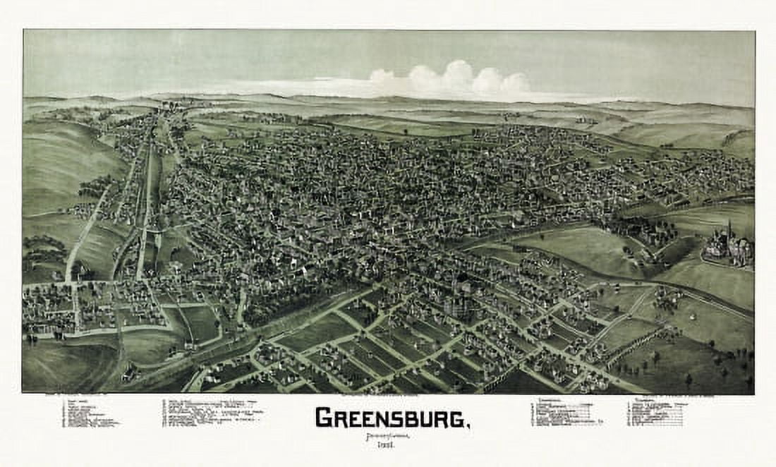 Antique Map of Greensburg Pennsylvania 1901 Westmoreland County Canvas Art - (18 x 24)