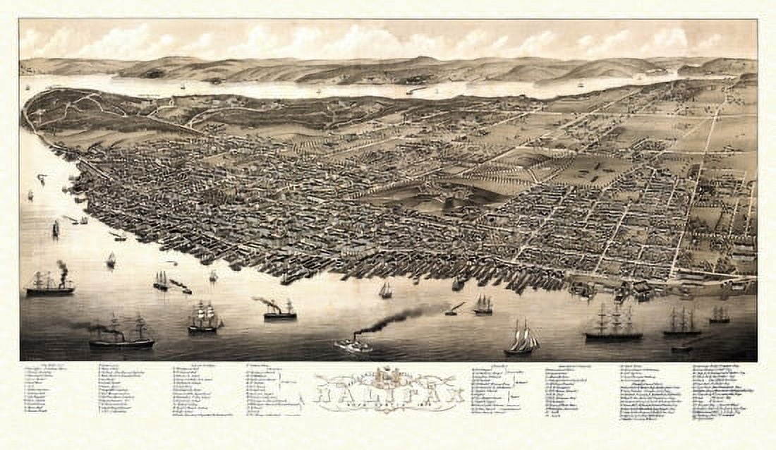 Antique Map of Halifax 1879 County Canvas Art - (36 x 54)