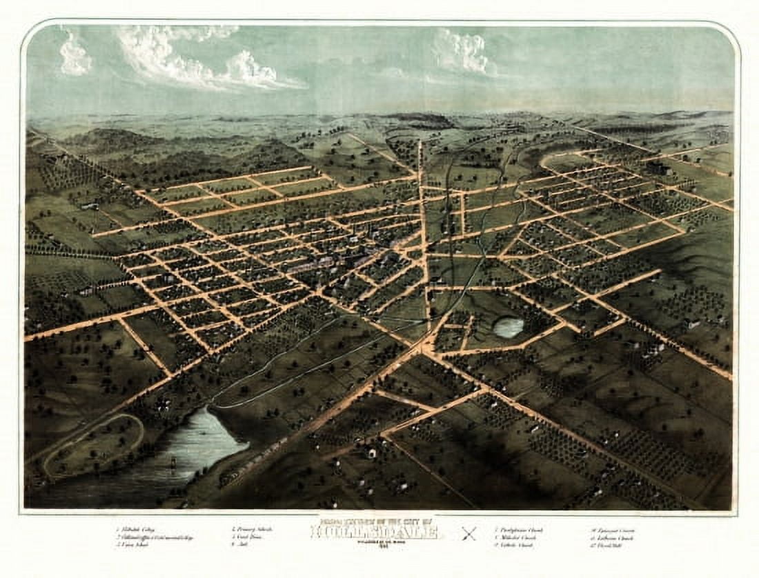 Antique Map of Hillsdale Michigan 1866 Hillsdale County Canvas Art - (18 x 24)