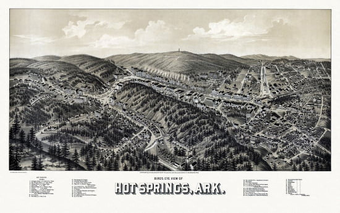 Antique Map of Hot Springs Arkansas 1888 Garland County Canvas Art - (18 x 24)