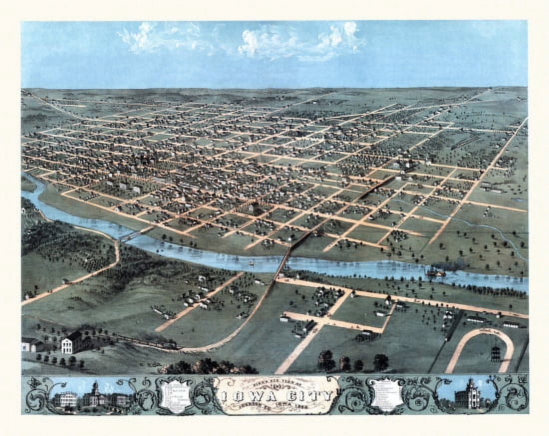Antique Map of Iowa City Iowa 1868 Johnson County Canvas Art - (18 x 24)