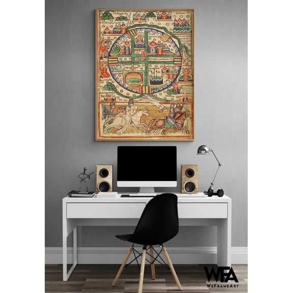 Antique Map of Jerusalem, Colorful Map Poster Print, Rustic Biblical Area Map Print, Religious Wall Decor, Christian Family Art