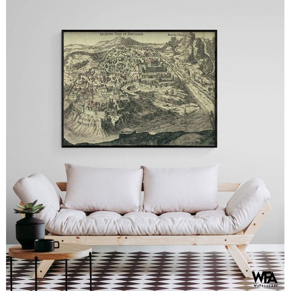 Antique Map of Jerusalem by Vintage Maps, Vintage Jerusalem Map, Old City Print, Antique Map Decor, Bible Map Print, Holy Place Decor