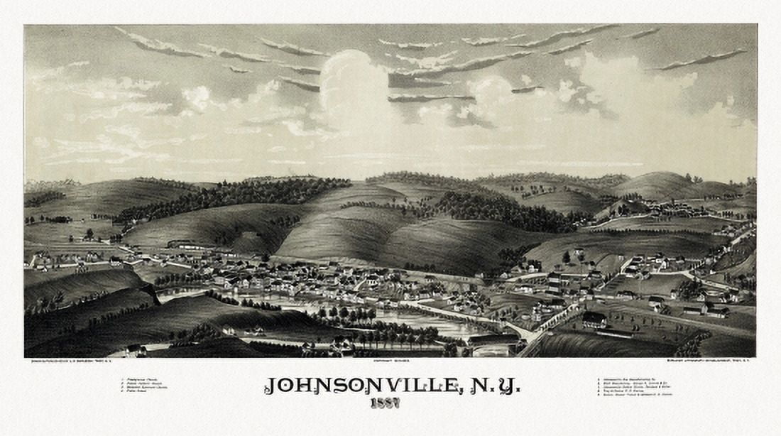 Antique Map of Johnsonville New York 1887 Rensselaer County Canvas Art - (24 x 36)
