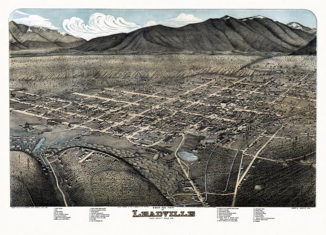 Antique Map of Leadville Colorado 1879 Lake County Canvas Art - (18 x 24)